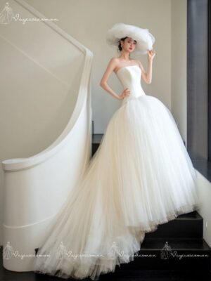 Váy Cưới Satin Cúp Ngực Phong Cách Pháp VC34-1