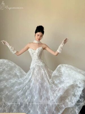 Váy Cưới Ren Không Dây VC35-2