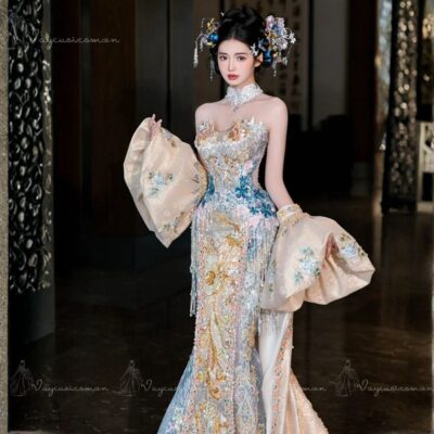 Váy Cưới Hoàng Gia Ánh Kim – Dáng Đuôi Cá – VC3 Ảnh 3