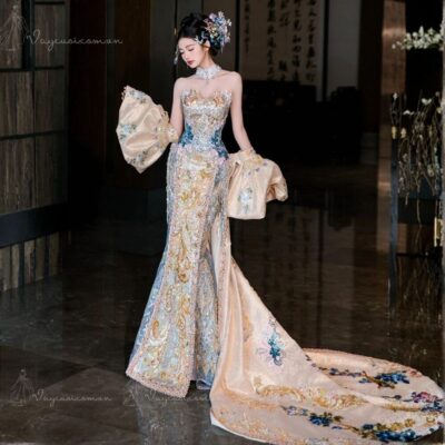 Váy Cưới Hoàng Gia Ánh Kim – Dáng Đuôi Cá – VC3 Ảnh 4