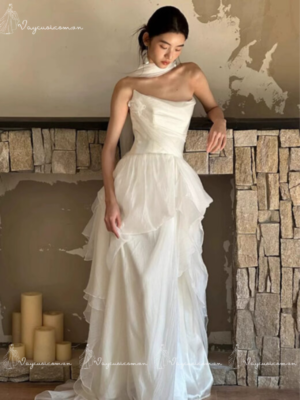 VC73, DDT8 Váy Cưới – Váy Dạ Hội Không Dây Tinh Tế Kiểu Pháp 6