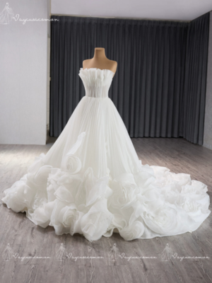 VC76 Váy Cưới Ruisimei Bridal – Tuyệt Tác Hoa 3D Không Dây Cao Cấp ( Váy đặt may riêng) 2