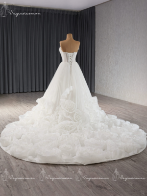 VC76 Váy Cưới Ruisimei Bridal – Tuyệt Tác Hoa 3D Không Dây Cao Cấp ( Váy đặt may riêng) 3