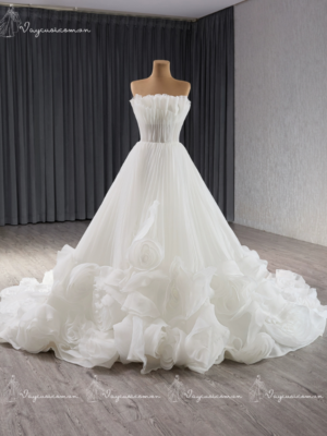 VC76 Váy Cưới Ruisimei Bridal – Tuyệt Tác Hoa 3D Không Dây Cao Cấp ( Váy đặt may riêng) 4