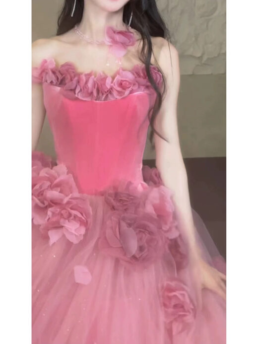 3 Váy Dạ Hội Trễ Vai Màu Hồng Nhạt Thanh Lịch 