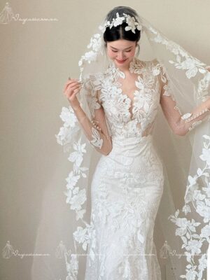 VC102 Váy Cưới Đuôi Cá Ren Pháp 3