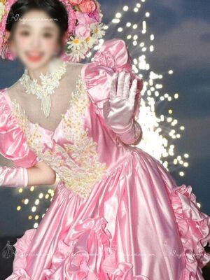 VC109 Váy Công Chúa Satin Hồng Nhẹ Nhàng 2