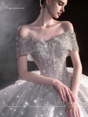 VC145 Váy Cưới Trễ Vai Công Chúa Sang Trọng – Thiết Kế Pháp Đẳng Cấp 3