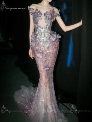 VC148 Váy Dạ Hội Đuôi Cá Tím Ánh Sao 1