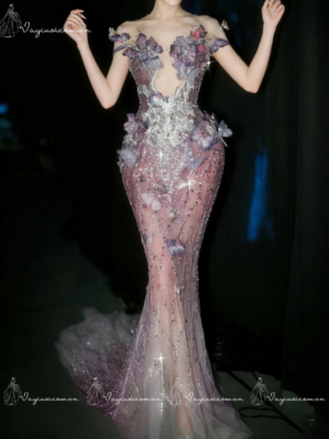 VC148 Váy Dạ Hội Đuôi Cá Tím Ánh Sao 4