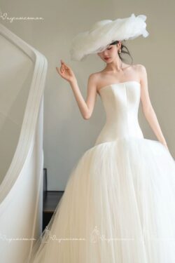 Váy Cưới Satin Cúp Ngực Phong Cách Pháp VC34-3