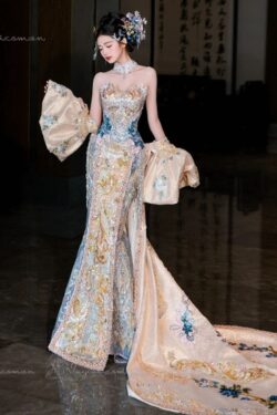 Váy Cưới Hoàng Gia Ánh Kim – Dáng Đuôi Cá – VC3 Ảnh 4