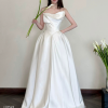 VC43 váy cocktail satin cao cấp không dây -1
