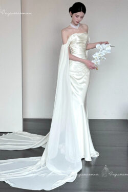 VC44 Váy cưới satin nhẹ trễ vai 4