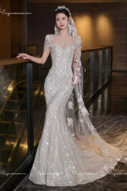 VC68 Váy Cưới Nàng Tiên Cá Lấp Lánh Kiểu Pháp 3