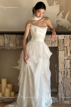 VC73, DDT8 Váy Cưới – Váy Dạ Hội Không Dây Tinh Tế Kiểu Pháp 6