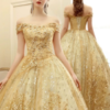 VC77 Váy Cưới Công Chúa Màu Vàng Đồng Lấp Lánh 1