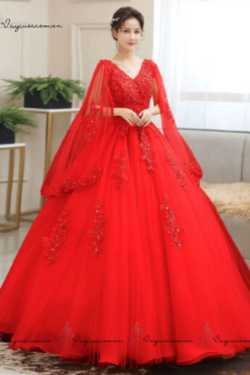 VC77 Váy Cưới Công Chúa Màu Vàng Đồng Lấp Lánh 8