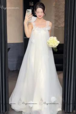 VC78 Váy Cưới Họa Tiết Hoa Thanh Lịch (Áo Choàng Buổi Sáng & Phụ Nữ Nhỏ Nhắn) 5