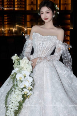 Váy Cưới Quây Ren Pháp VC40-1