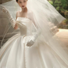 Váy cưới Satin cao cấp có đuôi dài VC41-1