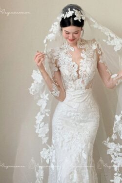 VC102 Váy Cưới Đuôi Cá Ren Pháp 3