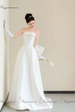 VC123 Váy Cưới Satin Trễ Vai Thanh Lịch 5