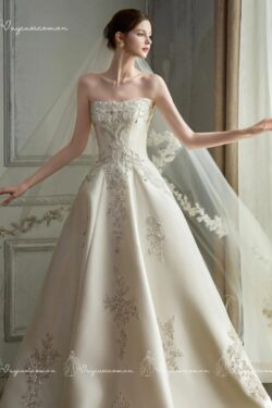 VC127 Váy Cưới Satin Không Dây Kiểu Pháp 1