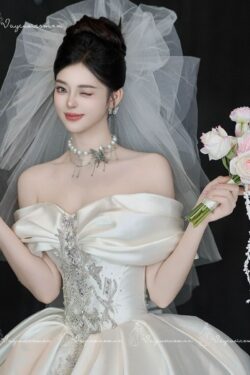 VC88 Váy Cưới Lệch Vai _ Không Quai Kiểu Pháp 5