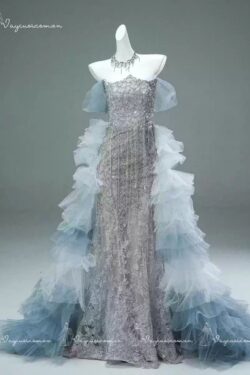 VC91 Váy Cưới Đuôi Cá Không Dây Lấp Lánh 5