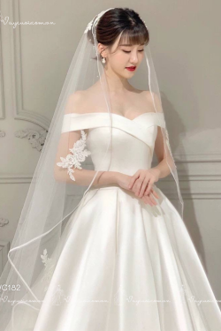 Váy Cưới Trễ Vai Lụa Satin